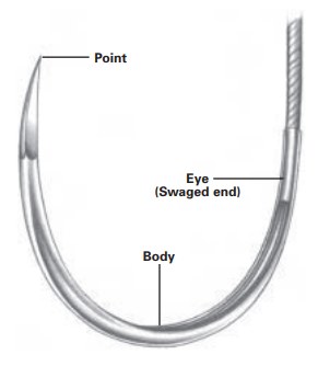 Parts of a surgical needle.